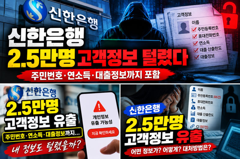 신한은행 2만5천명 개인정보 유출, 주민번호·연소득·대출한도까지…내 정보 확인방법은?