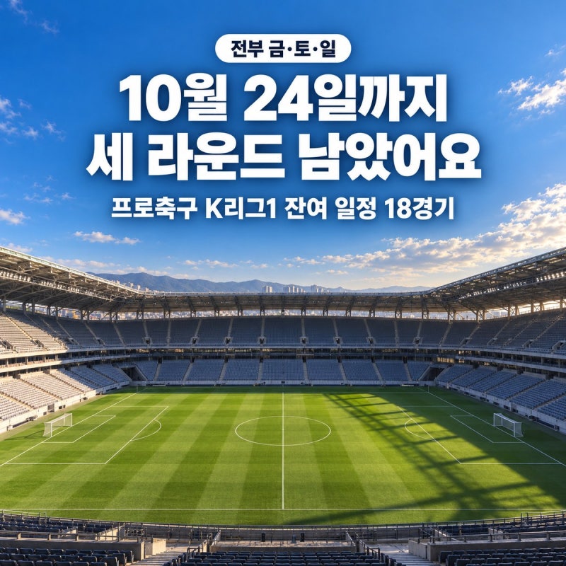 프로축구 K리그1 잔여 일정, 10월 24일까지 세 라운드 남았어요