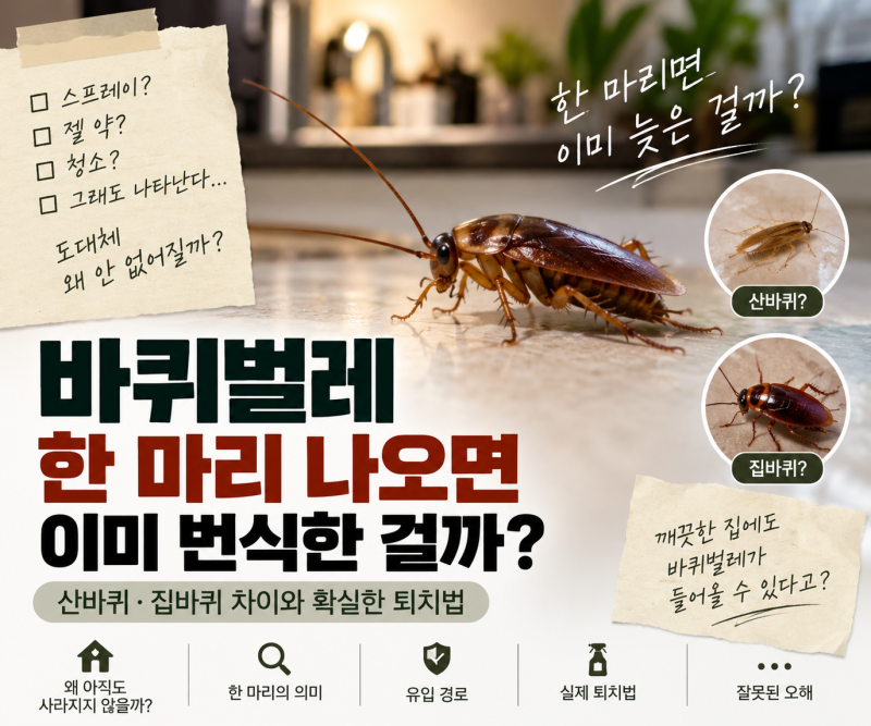 바퀴벌레 한 마리 나오면 이미 번식한 걸까? 산바퀴·집바퀴와 퇴치법