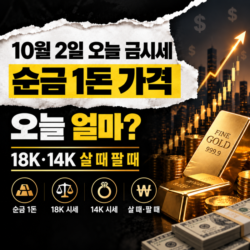 오늘 금시세 10월 2일, 순금 1돈 가격은? 18K·14K 금값 살 때 팔 때