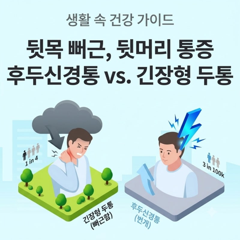 뒷머리가 찌릿하고 뒷목이 뻐근할 때: 후두신경통과 긴장형 두통/경추성 두통