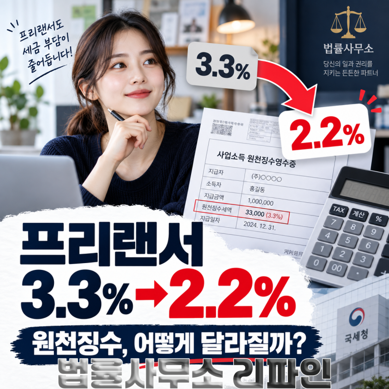 프리랜서 3.3% 원천징수 2.2%로 낮아지면 실제 세금도 줄어들까?