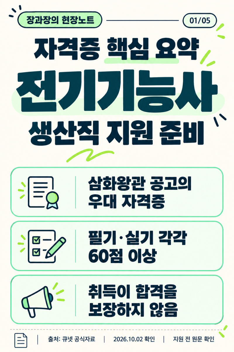 전기기능사 응시자격·필기·실기·2026 접수일정｜생산직 우대 자격증 준비