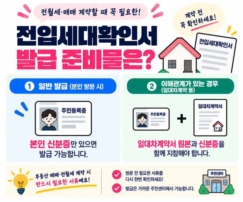 전입세대확인서 준비물 위임장부터 인터넷발급 이거였네요?