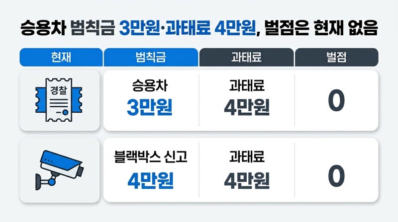 방향지시등 미점등 범칙금 3만 원, 벌점 10점은 아직 시행 전입니다 (2026년 10월 기준)
