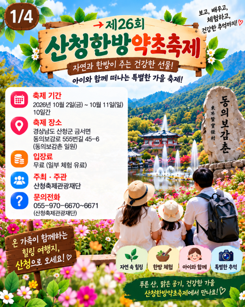 2026 산청한방약초축제 아이와 가볼 만한 곳｜체험·먹거리·주차 총정리