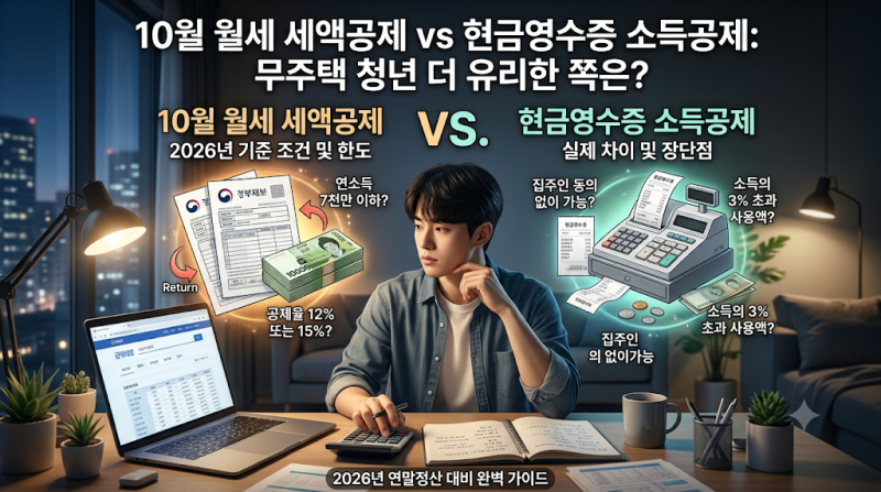 10월 월세 세액공제 vs 현금영수증 소득공제: 무주택 청년 더 유리한 쪽은?