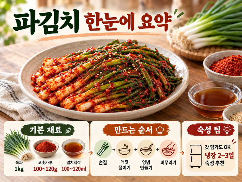 파김치 담그는법 황금레시피｜쪽파 1단 양념 비율부터 맛있게 익히는 법까지