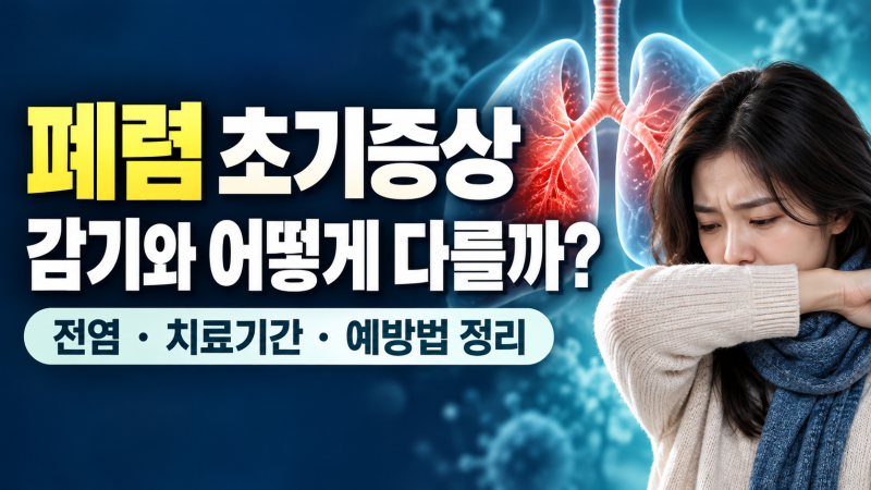 폐렴 초기증상, 감기와 어떻게 다를까? 전염·치료기간·예방법 정리