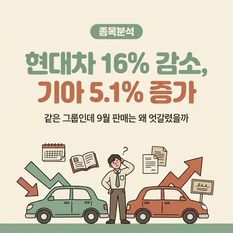 현대차 9월 판매 16% 감소 vs 기아 5.1% 증가, 같은 그룹인데 왜 엇갈렸을까