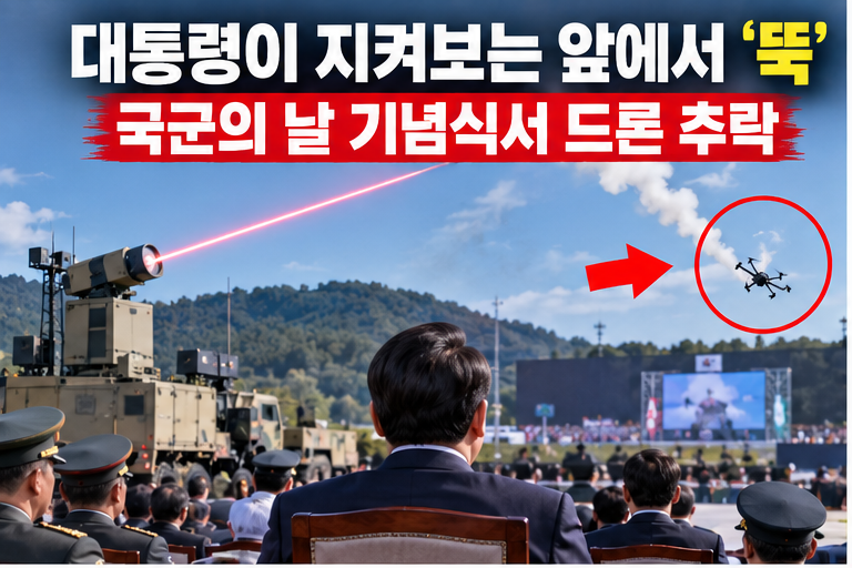 대통령 앞 국군의 날 시연서 드론 추락…천광 실제 요격은 2대