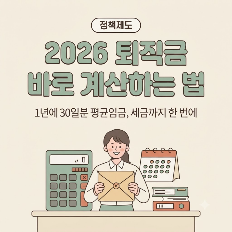 퇴직금계산기로 2026 퇴직금 바로 계산하는 법, 평균임금 기준과 세금까지 한 번에 정리