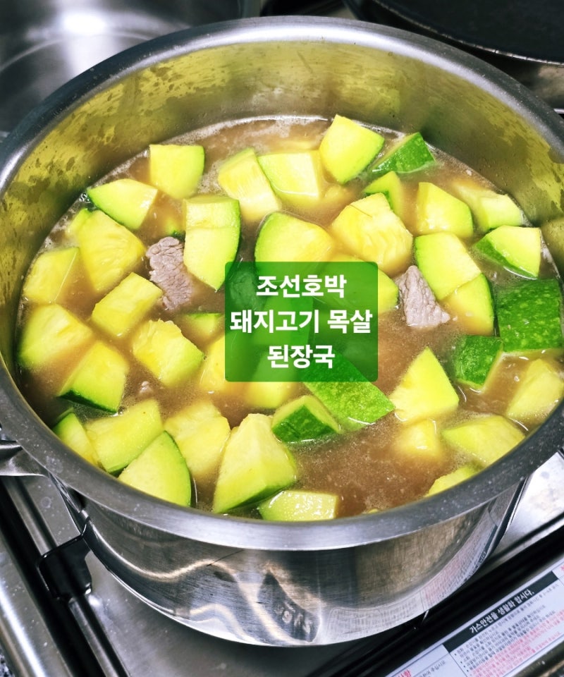 조선호박 둥근 호박 돼지고기 목살 된장국 끓이기 초간단 속 편한 음식