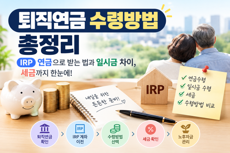퇴직연금 수령방법 총정리｜IRP 연금으로 받는 법과 일시금 차이, 세금까지 알아보기