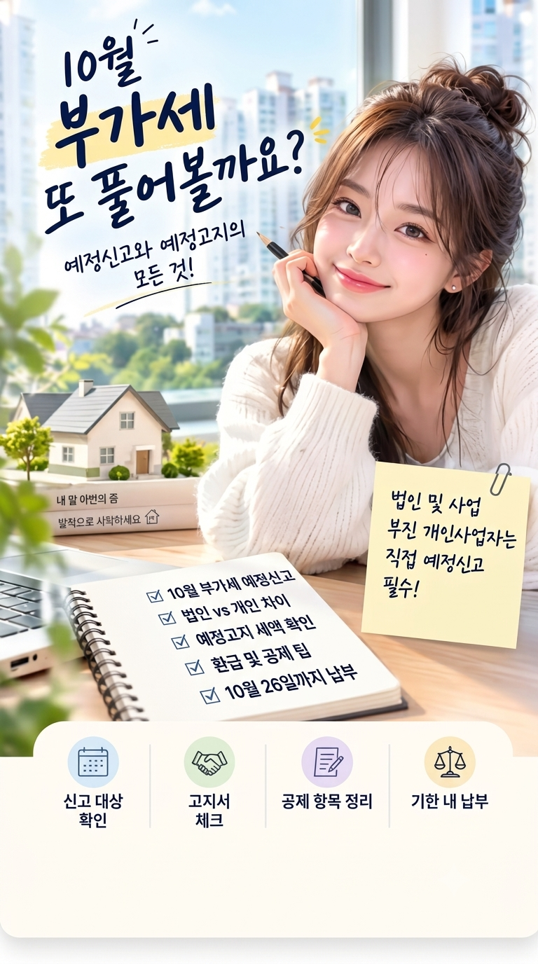 10월 부가가치세 예정신고·예정고지 총정리 (대상자, 기간, 절세 팁)