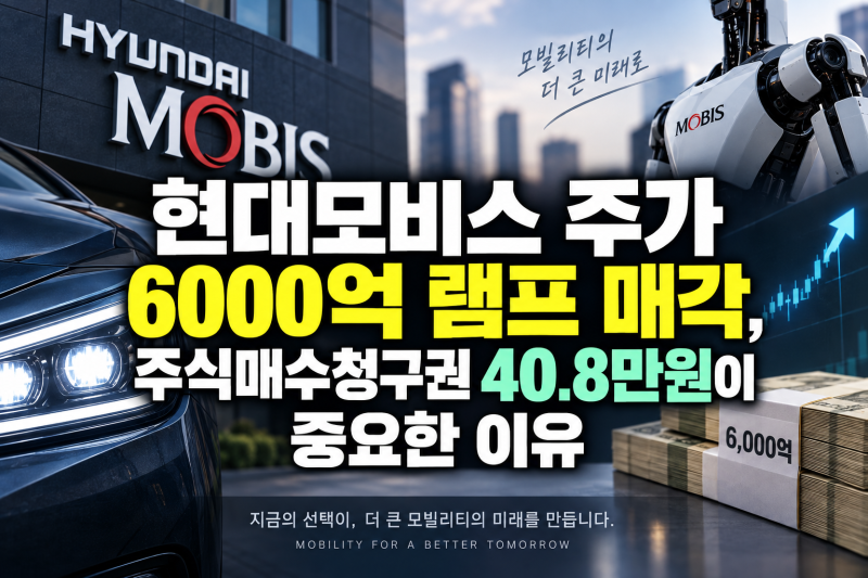 현대모비스 주가 전망, 램프사업 6000억 매각과 40.8만원 주식매수청구권이 주가에 미치는 영....