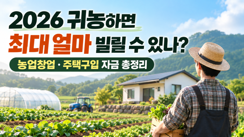 2026 귀농하면 최대 얼마 빌릴 수 있나? 농업창업·주택구입 자금 총정리