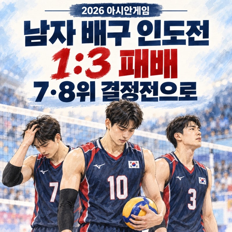 아시안게임 남자 배구 인도전 1:3 패배, 다음 7·8위 결정전 일정은?