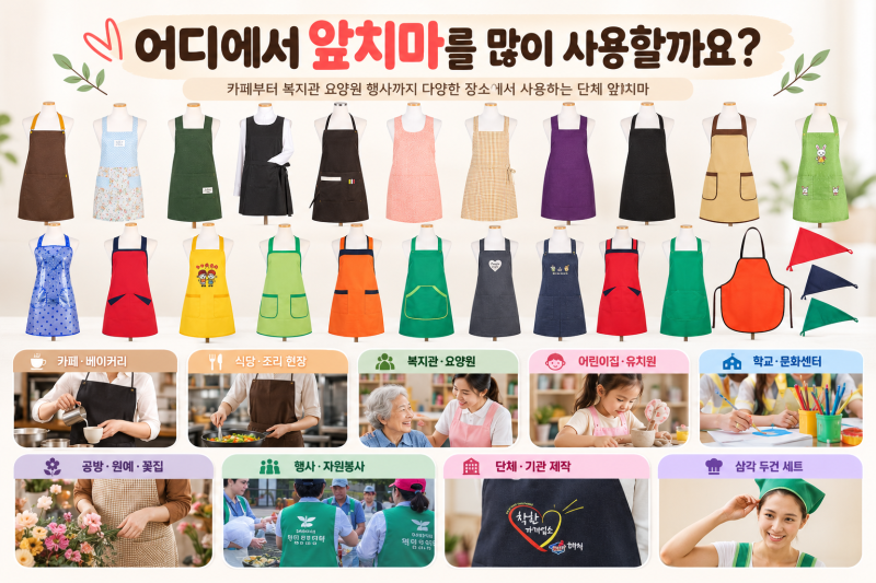 앞치마 제작 어디서 많이 할까 카페 복지관 요양원 단체 앞치마 선택 가이드