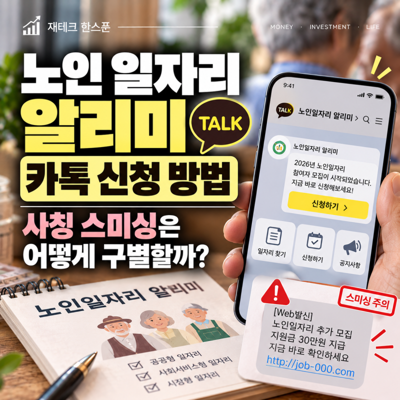 노인 일자리 알리미 카톡 신청 방법 | 사칭 스미싱은 어떻게 구별할까?