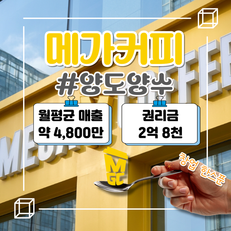 메가커피 창업비용 분석, 간판이 손님을 부르는 대형 월 4,800만 매장