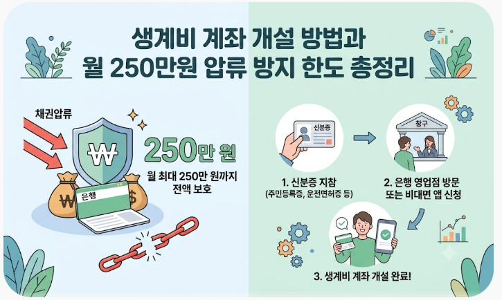 생계비 계좌 개설 방법과 월 250만원 압류 방지 한도 총정리