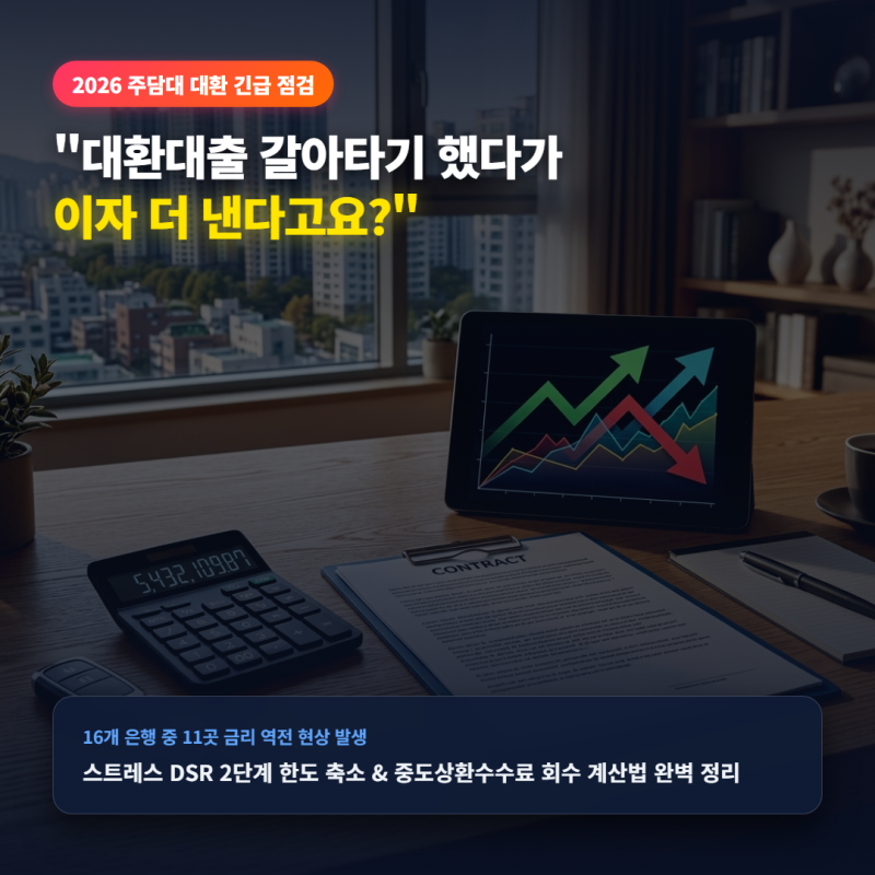 "대환대출 갈아타기 했다가 이자 더 낸다고요?" 2026 주담대 금리 역전 현상과 대환 전 필수 체....