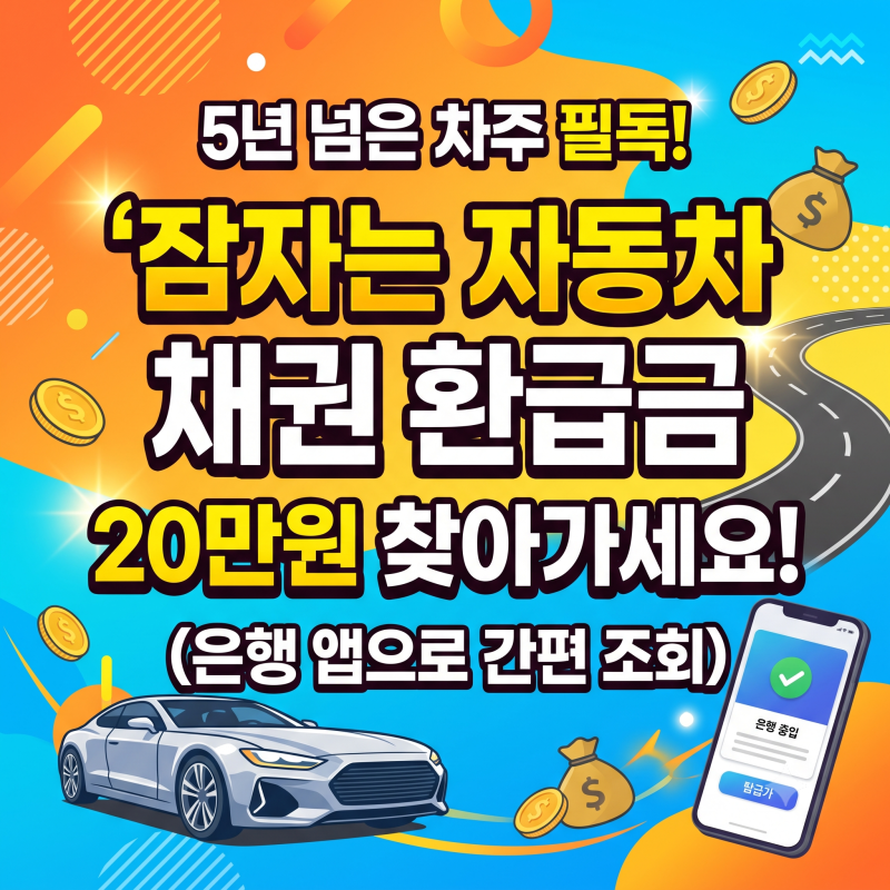 자동차 산 지 5년 넘었다면 필독! 잠자는 자동차 채권 환급금 20만원 조회법 (은행 앱 1분 입금....
