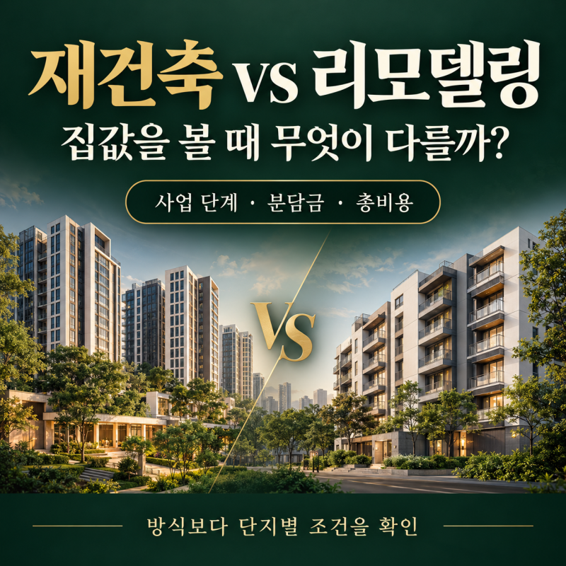 재건축 vs 리모델링, 집값을 볼 때 무엇이 다를까?｜사업 단계·분담금·총비용 비교