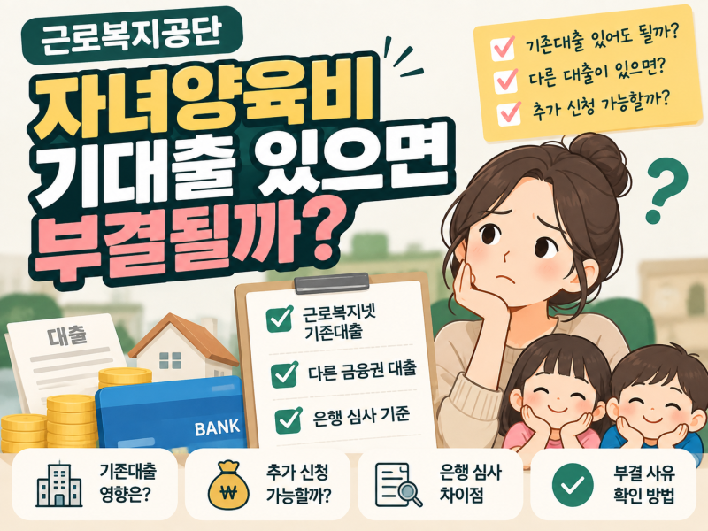 근로복지공단 자녀양육비, 기대출 있으면 부결될까?｜기존대출·추가대출·은행심사 차이