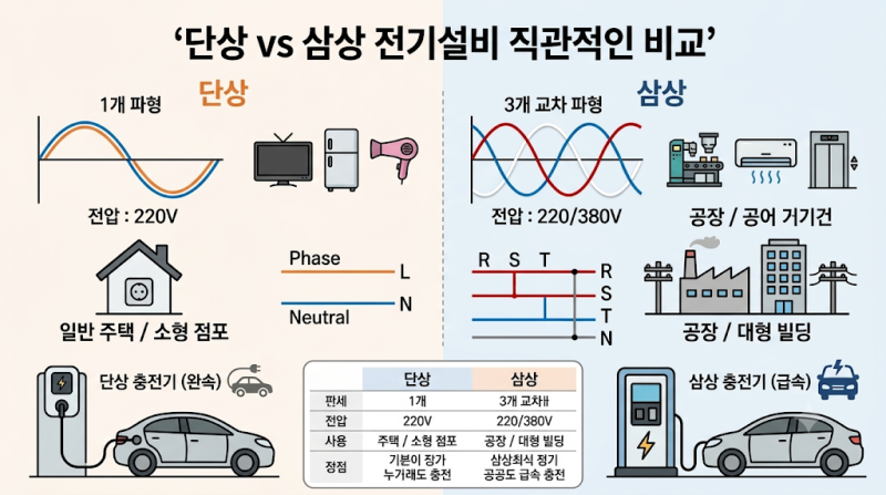 전기차 충전기 단상 삼상차이, 충전속도와 설치 조건 쉽게 알아보기