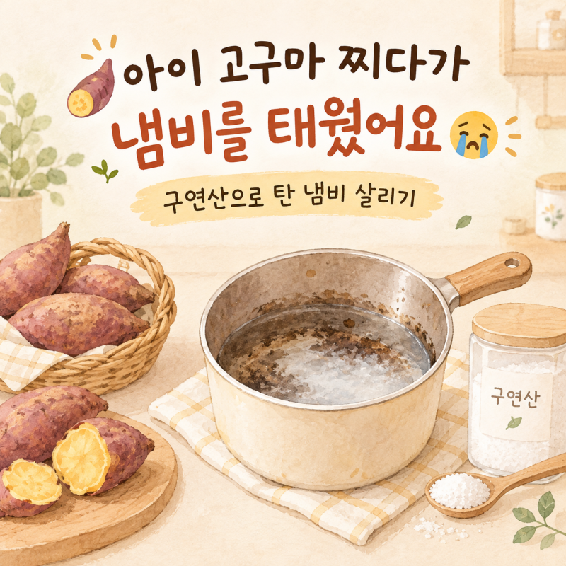 탄 냄비 세척 방법｜고구마 찌다 태운 냄비 구연산으로 살리기