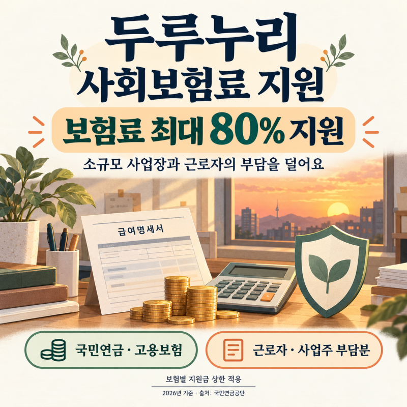 두루누리 사회보험료 지원 80% 혜택 2026년 상향된 소득 기준 확인하기