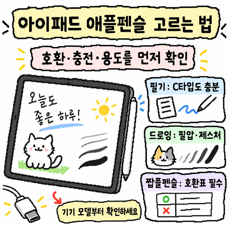 아이패드 애플펜슬 추천 프로 C타입 짭플펜슬 필기 호환 고르는법 총정리