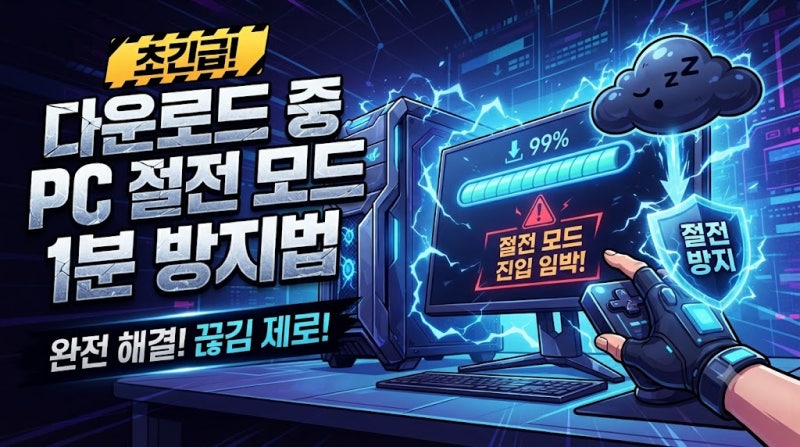 다운로드 중 PC 절전 모드 1분 방지법