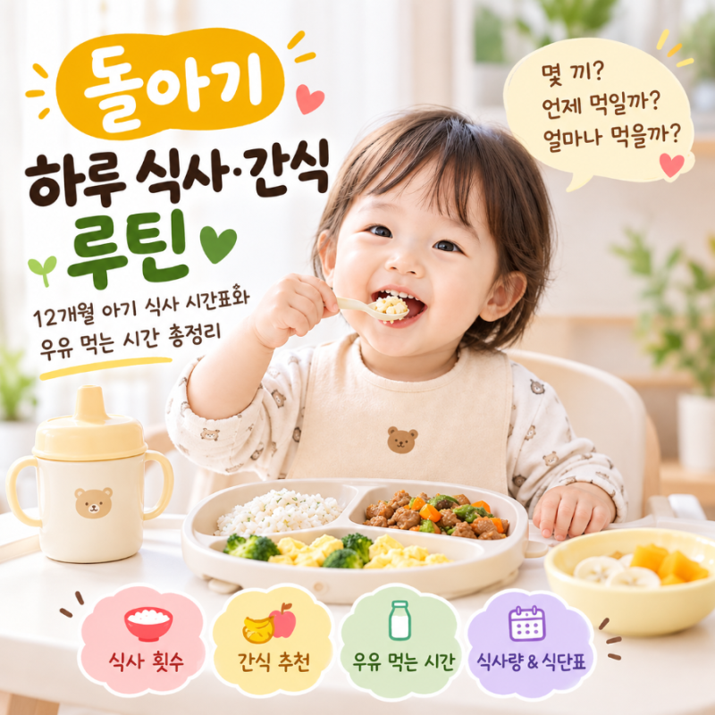 12개월 아기 하루 일과 아침 점심 저녁 식사시간과 간식 루틴