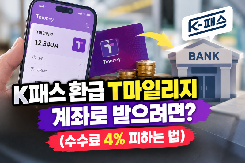 K패스 환급 T마일리지, 계좌로 받으려면? (수수료 4% 피하는 법)
