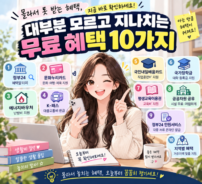 대부분 모르고 지나치는 무료 혜택 10가지! 확인해보세요