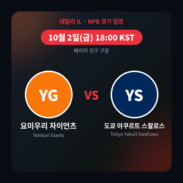 [데일리 IL] 10월 2일 NPB(일본프로야구) 경기별 부상자 명단 총정리