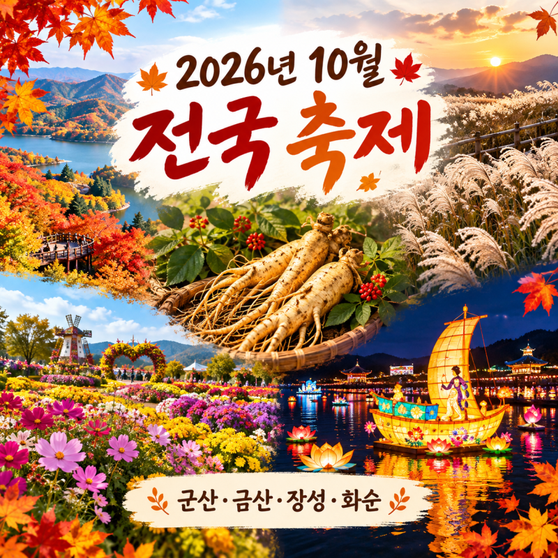 2026년 10월 전국 축제 일정 총정리, 군산·금산·장성·화순 가을축제