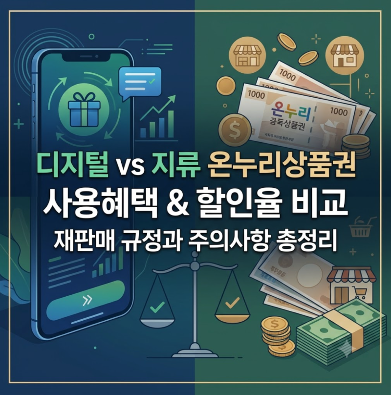 디지털 vs 지류 온누리상품권 사용혜택과 할인율 비교: 재판매 규정과 주의사항 총정리