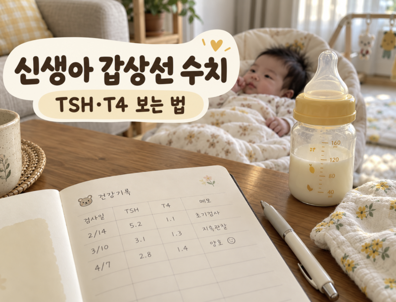 신생아 갑상선 수치 높음 TSH T4 검사 결과 어떻게 볼까