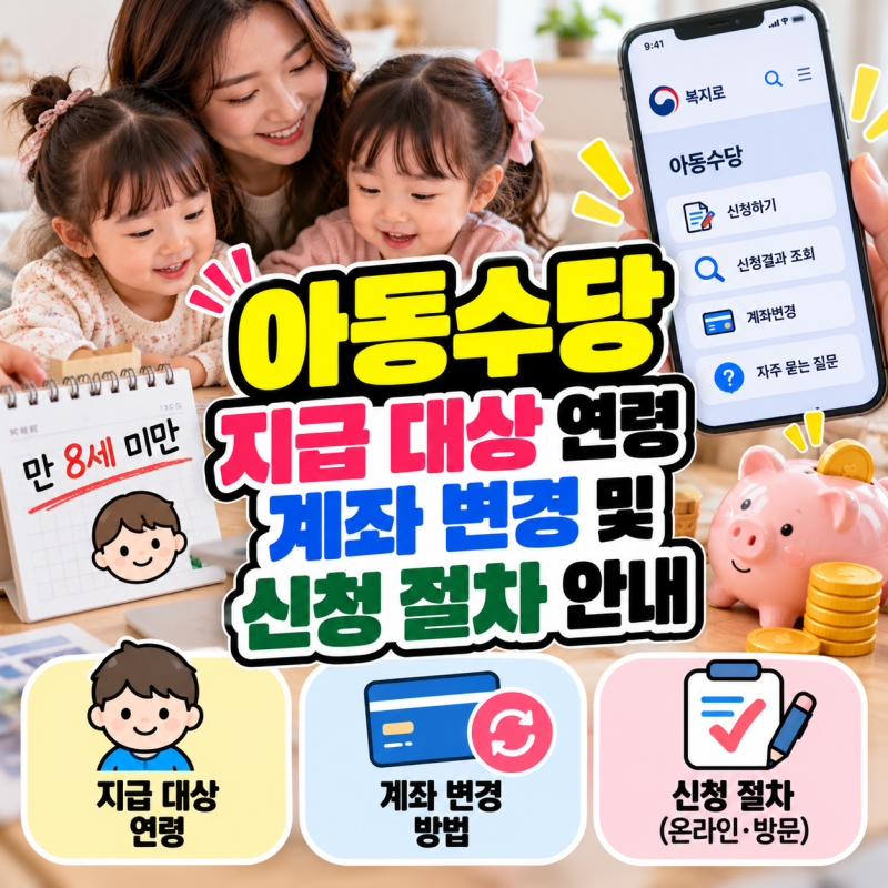 아동수당 지급 대상 연령 계좌 변경 및 신청 절차 안내
