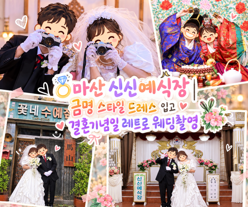 마산 신신예식장｜금명 스타일 드레스 입고 결혼기념일 레트로 웨딩촬영