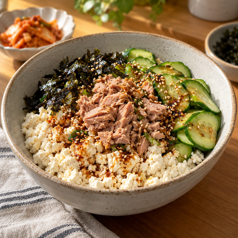 “오늘 저녁밥 이거 먹으면 살 빠집니다” 밥 대신 두부 넣은 오이참치 비빔볼 만들기