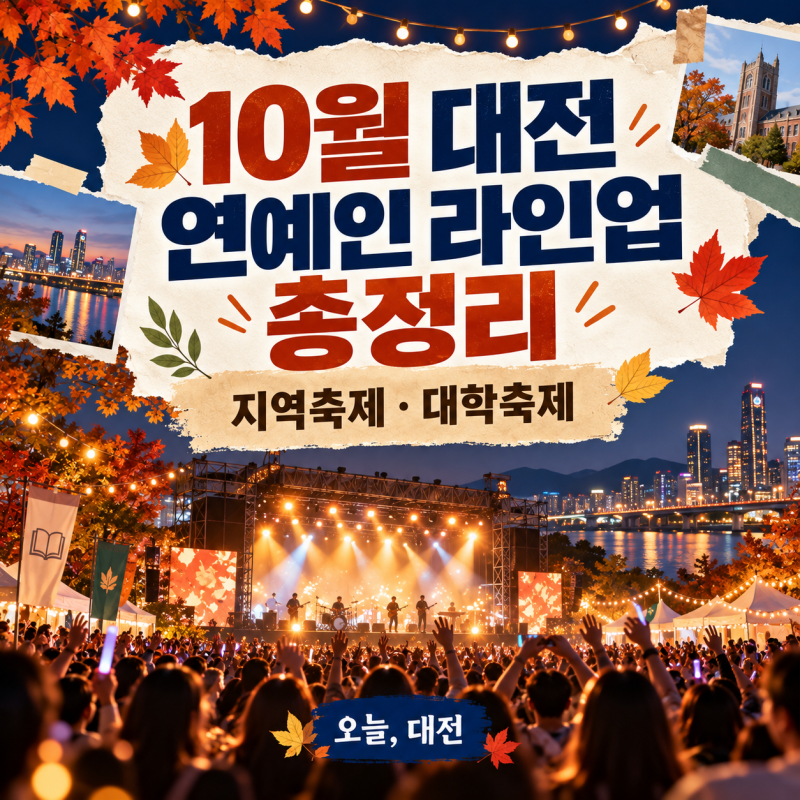 2026년 10월 대전 방문 연예인 총정리｜지역축제·대학축제 초대가수 라인업