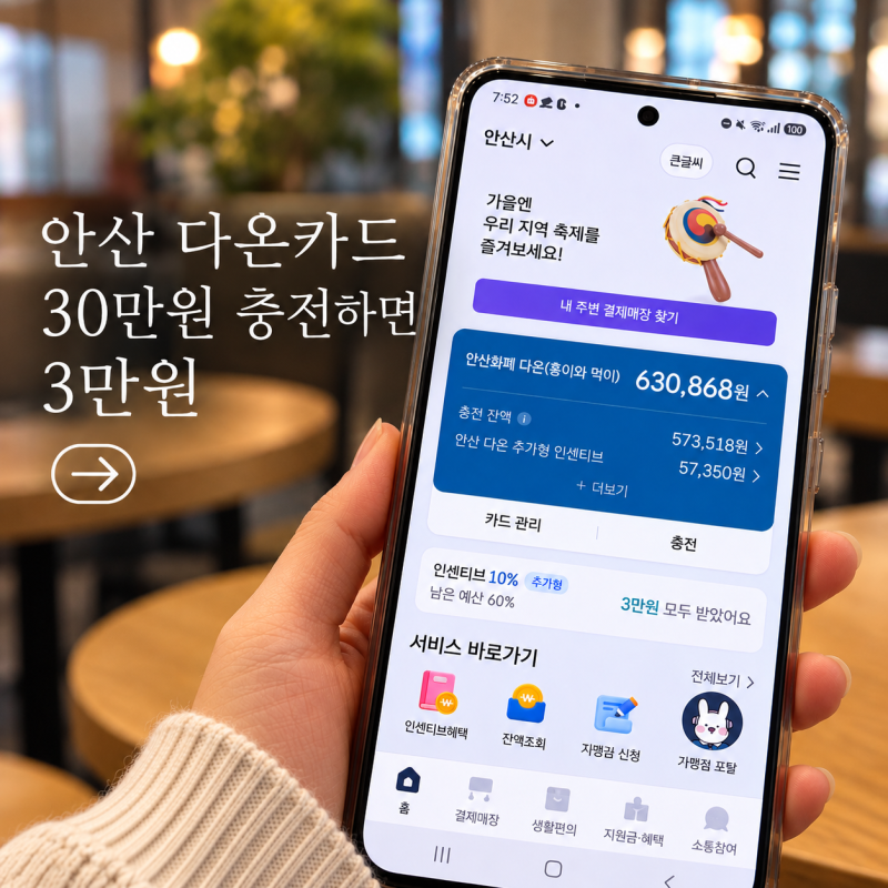 안산 다온카드 충전방법·한도·사용처, 30만원 충전하고 3만원 받은 후기