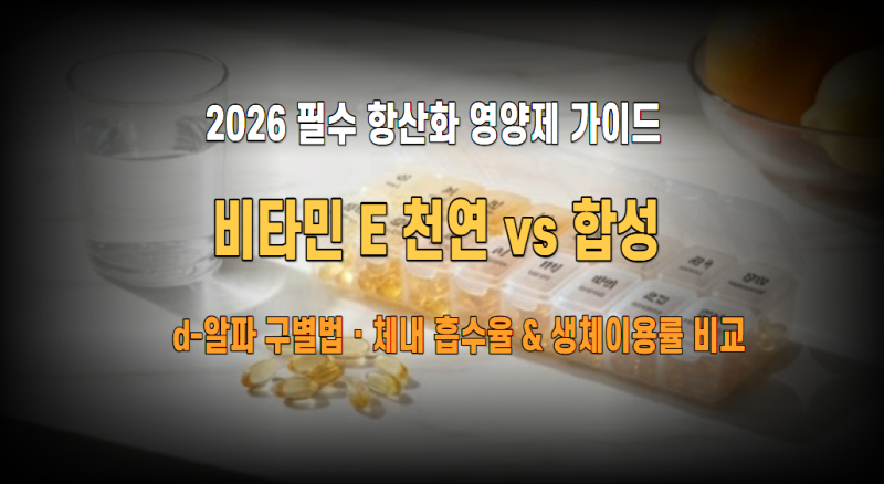 비타민E 천연 vs 합성 2026 흡수율 비교 : d-알파 vs dl-알파 표기 구별법 및 생체이용률·지속시....