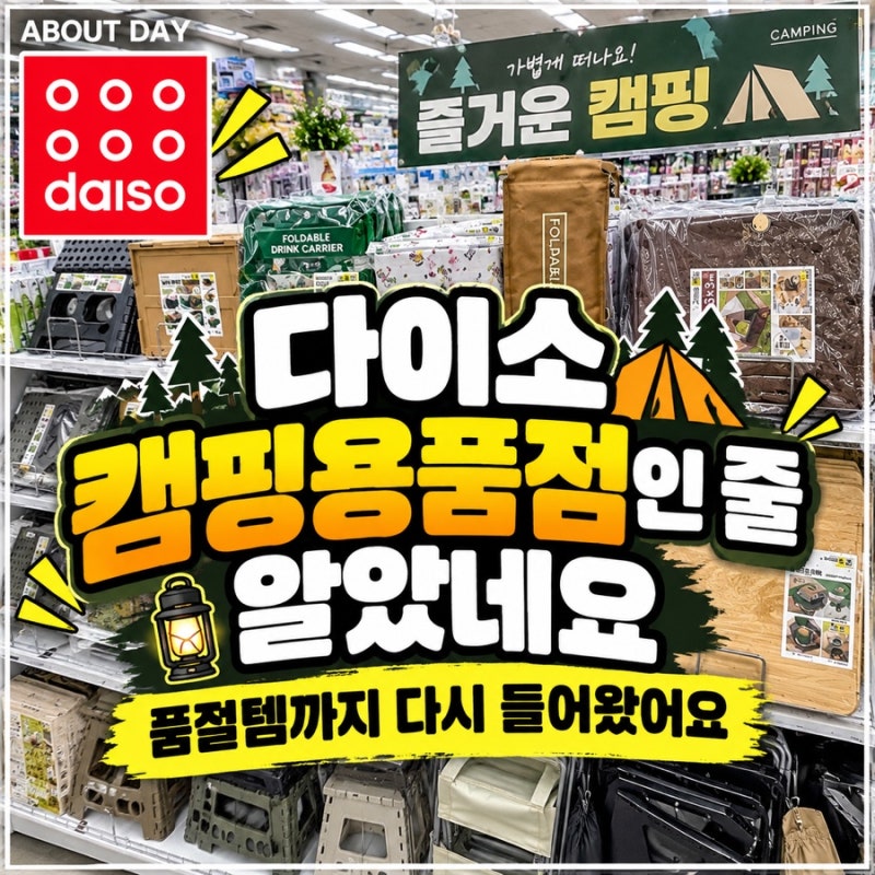 다이소 “캠핑용품점인 줄 알았네요” 품절템까지 다시 들어와 매대가 난리에요