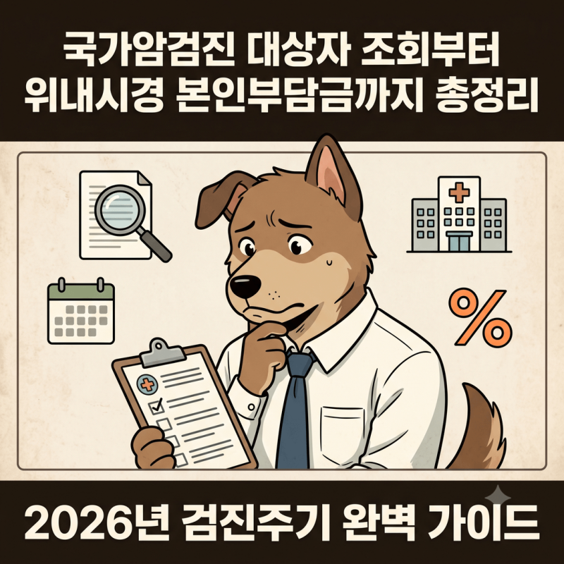 국가암검진 대상자 조회방법과 2026년 검진주기, 암관리법 시행령상 위내시경 본인부담금 10% ....